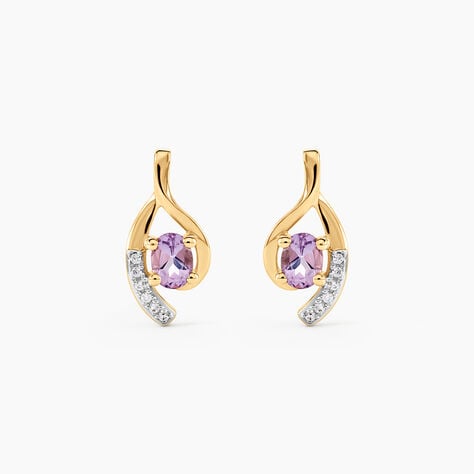 Boucles D'oreilles Sagesse Or Jaune Amethyste Oxyde - Clous d'oreilles Femme | Histoire d&rsquo;Or