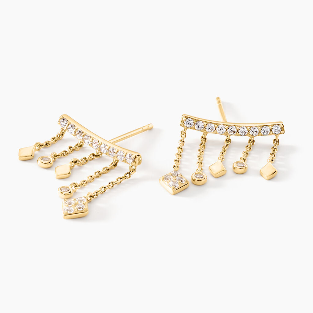 Boucles D'oreilles Pendantes Eclat D'etoile Or Jaune Oxyde - Boucles d'oreilles pendantes Femme | Histoire d’Or
