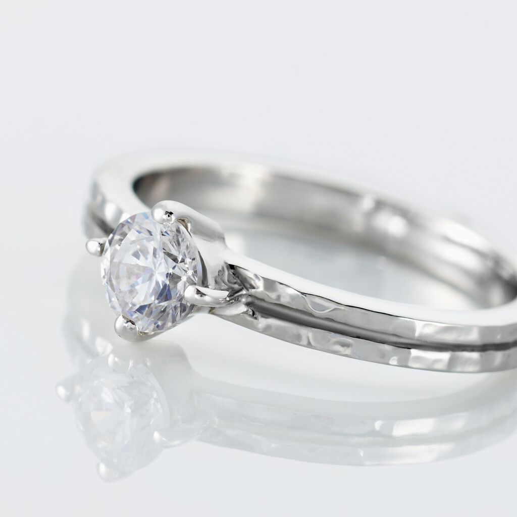 Bague Solitaire Argent Blanc Candi Oxyde De Zirconium - Bagues solitaires Femme | Histoire d&rsquo;Or