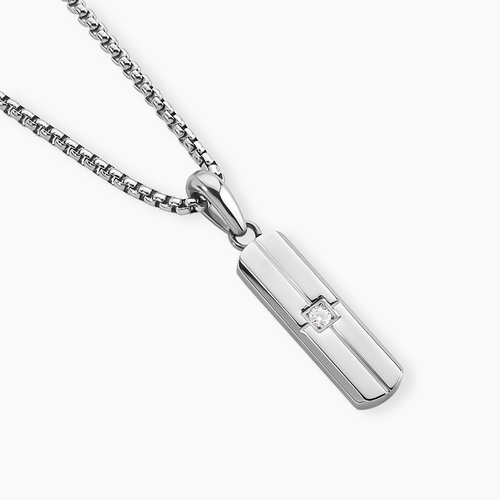 Collier Hugo Acier Blanc Oxyde De Zirconium - Sautoirs Femme | Histoire d&rsquo;Or