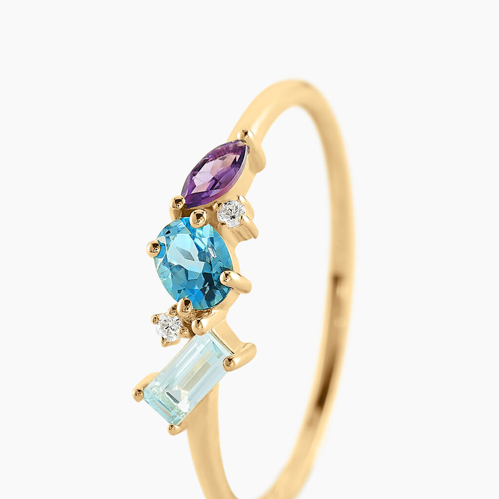 Bague Printemps Précieux Or Jaune Topaze Améthyste - Bagues avec pierre Femme | Histoire d’Or