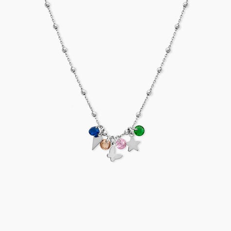 Collier Argent Blanc Paulino Pierres Artificelles - Ras de cou Femme | Histoire d&rsquo;Or