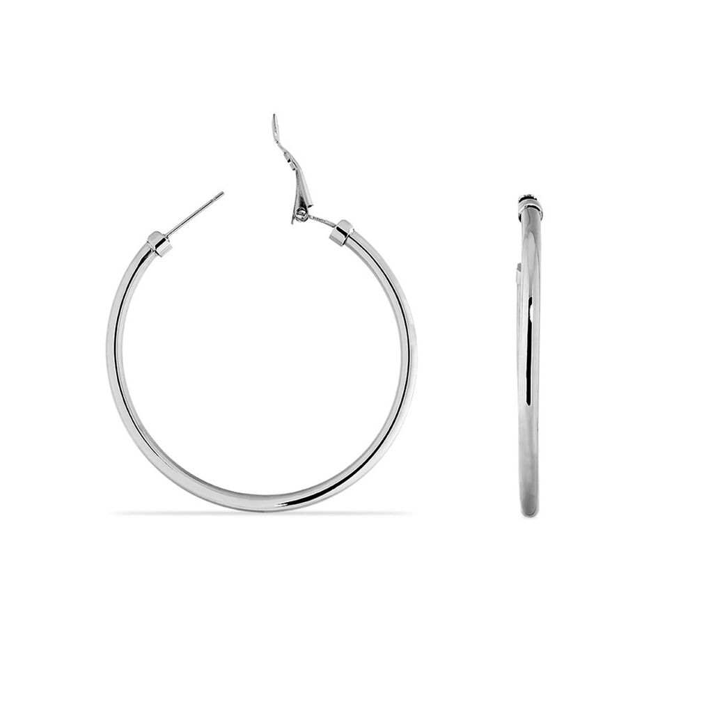 Créoles Carmeline Acier Blanc - Boucles d'oreilles créoles Femme | Histoire d’Or