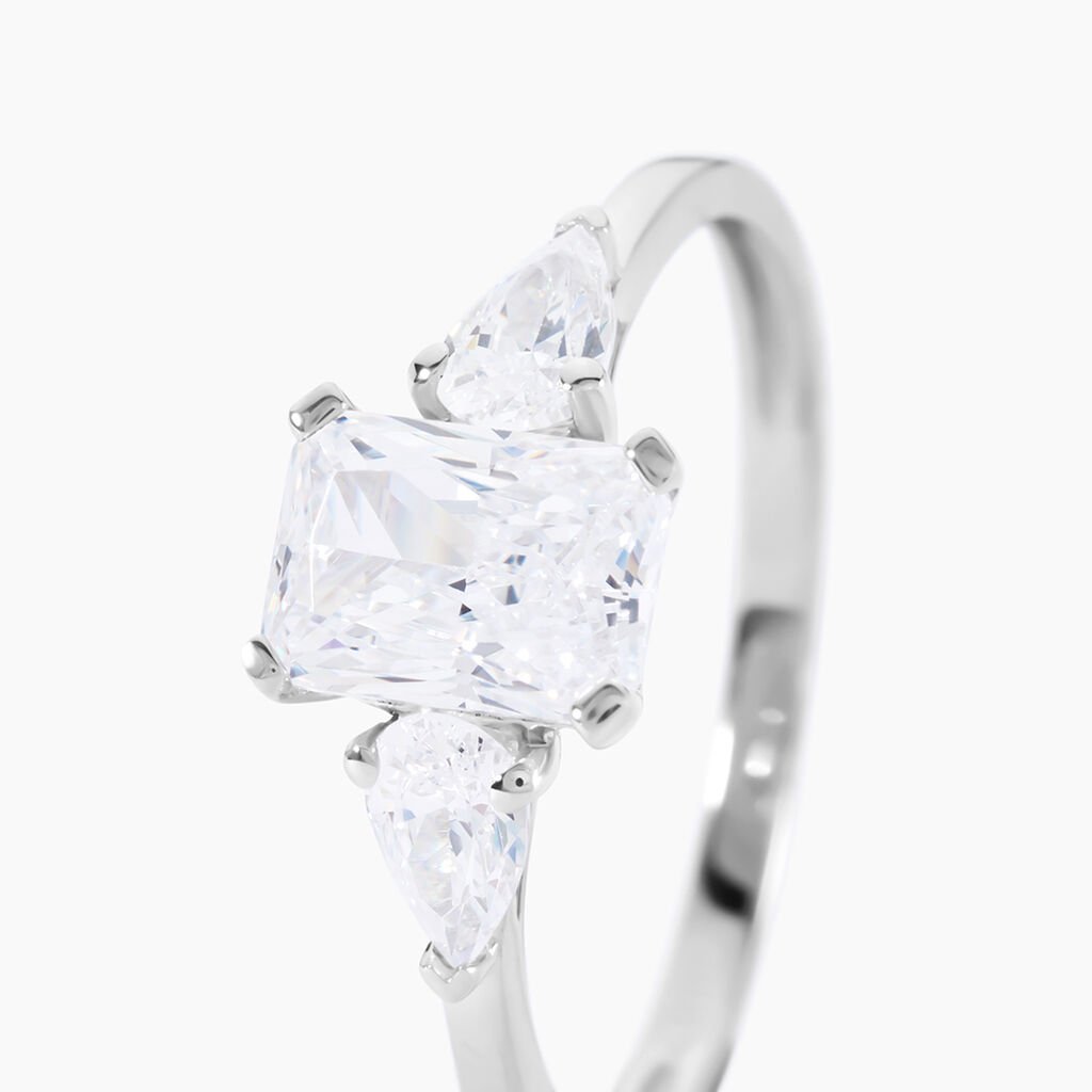 Bague Saelle Or Blanc Oxyde De Zirconium - Bagues solitaires Femme | Histoire d&rsquo;Or