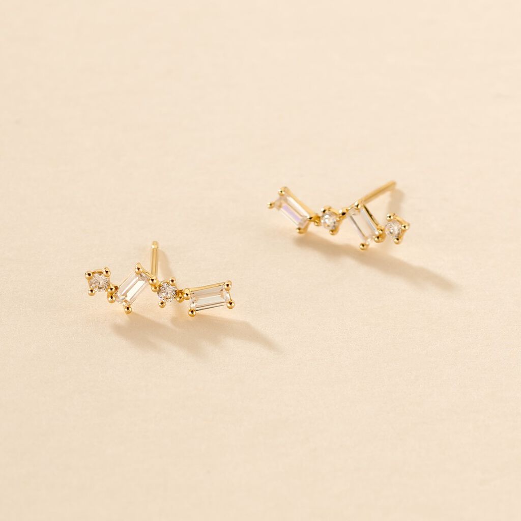 Boucles D'oreilles Puces Renita Or Jaune Oxyde De Zirconium - Clous d'oreilles Femme | Histoire d’Or