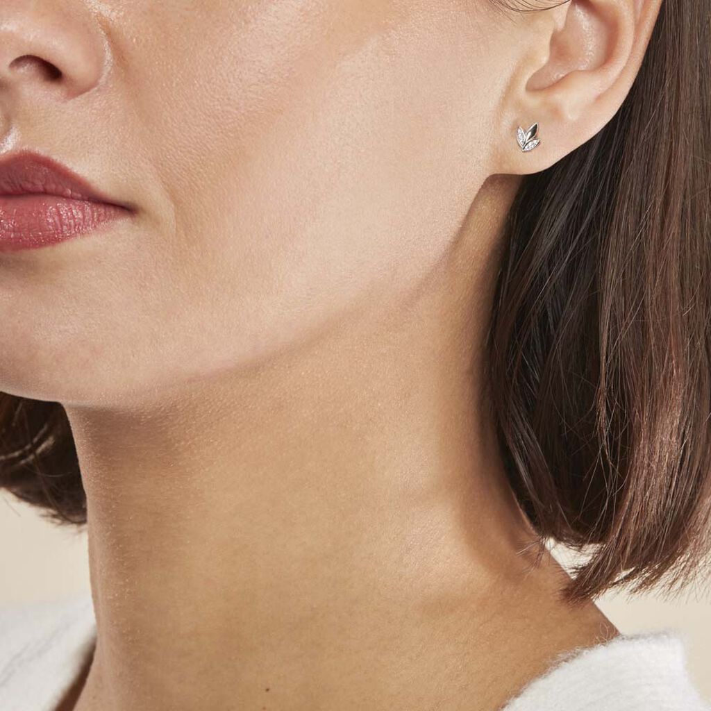 Boucles D'oreilles Puces Tihana Argent Blanc Oxyde De Zirconium - Boucles d'oreilles fantaisie Femme | Histoire d’Or