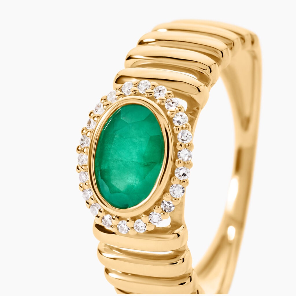 Bague Heritage Or Jaune Emeraude Diamant - Bagues solitaires Femme | Histoire d&rsquo;Or