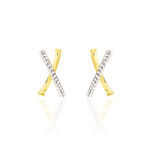 Cr&eacute;oles Bleona Croisees Or Jaune Strass - Boucles d'oreilles cr&eacute;oles Femme | Histoire d&rsquo;Or