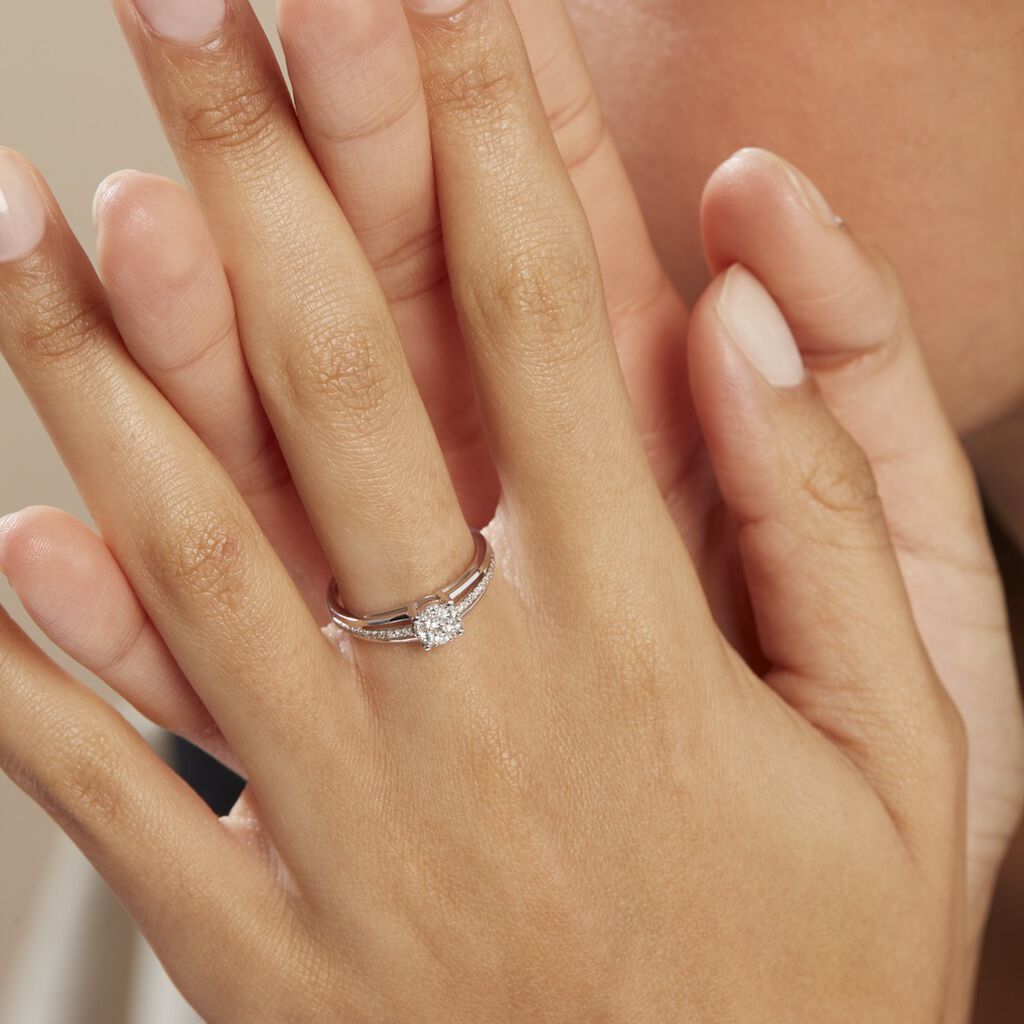 Bague Or Blanc Katherina Diamants - Bagues avec pierre Femme | Histoire d’Or