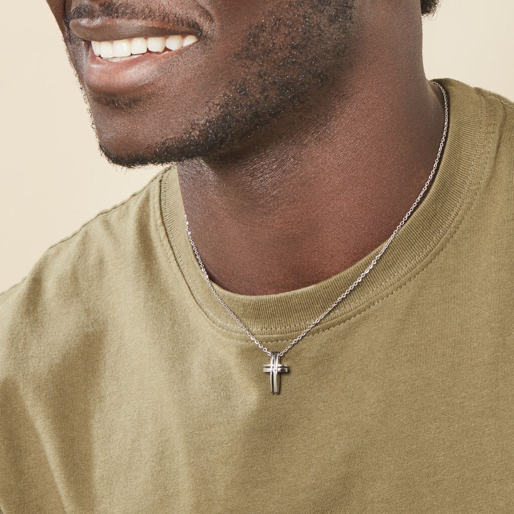 Collier Ruya Acier Blanc Oxyde De Zirconium - Colliers fantaisie Homme | Histoire d’Or