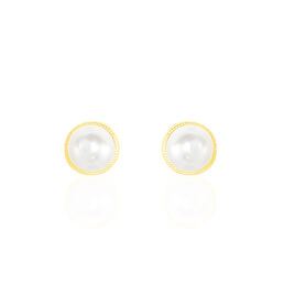 Boucles D'oreilles Puces Siera Or Jaune Perle De Culture - Clous d'oreilles Femme | Histoire d’Or