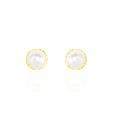 Boucles D'oreilles Puces Siera Or Jaune Perle De Culture - Clous d'oreilles Femme | Histoire d’Or