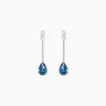 Boucles D'oreilles Pendantes Goutte Or Blanc Topaze Bleu London - Boucles d'oreilles pendantes Femme | Histoire d&rsquo;Or