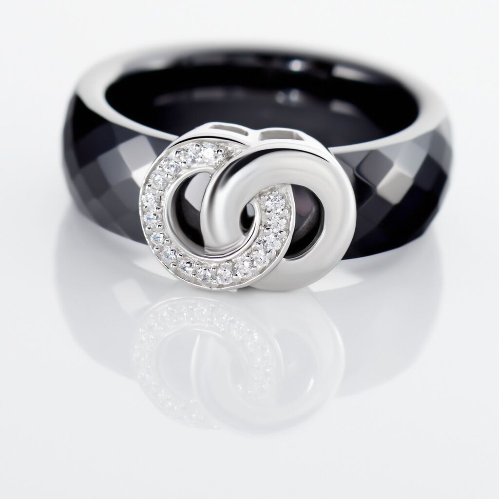 Bague Argent Blanc Valérie Oxyde De Zirconium Et Céramique - Bagues avec pierre Femme | Histoire d’Or