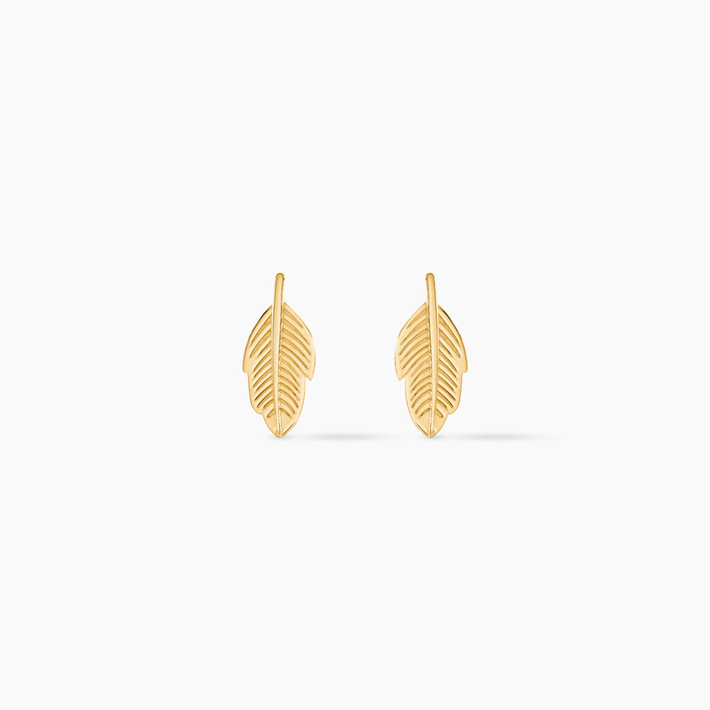 Boucles D'oreilles Puces Floria Feuilles Or Jaune - Clous d'oreilles Femme | Histoire d&rsquo;Or