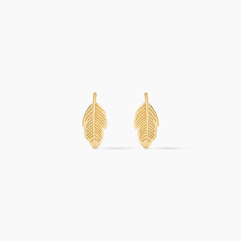 Boucles D'oreilles Puces Floria Feuilles Or Jaune - Clous d'oreilles Femme | Histoire d&rsquo;Or