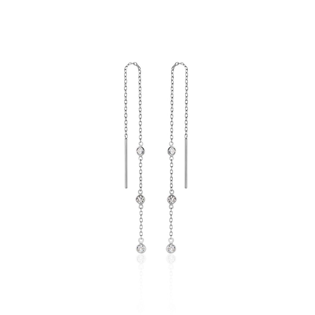 Boucles D'oreilles Pendantes Themis Argent Blanc Oxyde De Zirconium - Boucles d'oreilles fantaisie Femme | Histoire d’Or