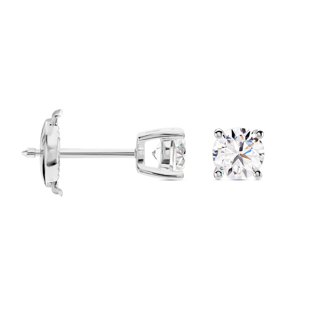 Boucles D'oreilles Puces One Or Blanc Diamants - Clous d'oreilles Homme | Histoire d&rsquo;Or