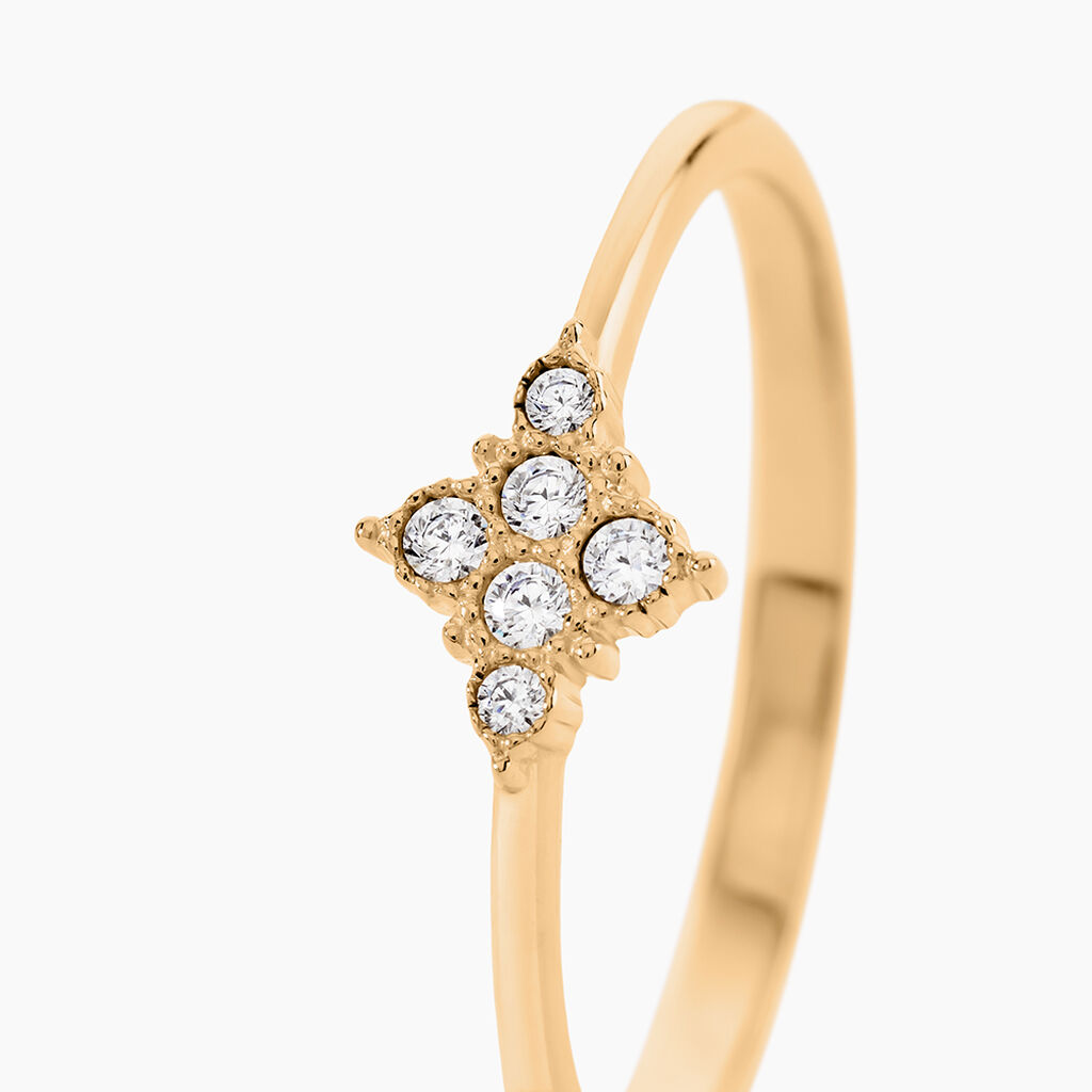 Bague Dainty Plaqu&eacute; Or Jaune Oxyde De Zirconium - Bagues avec pierre Femme | Histoire d&rsquo;Or