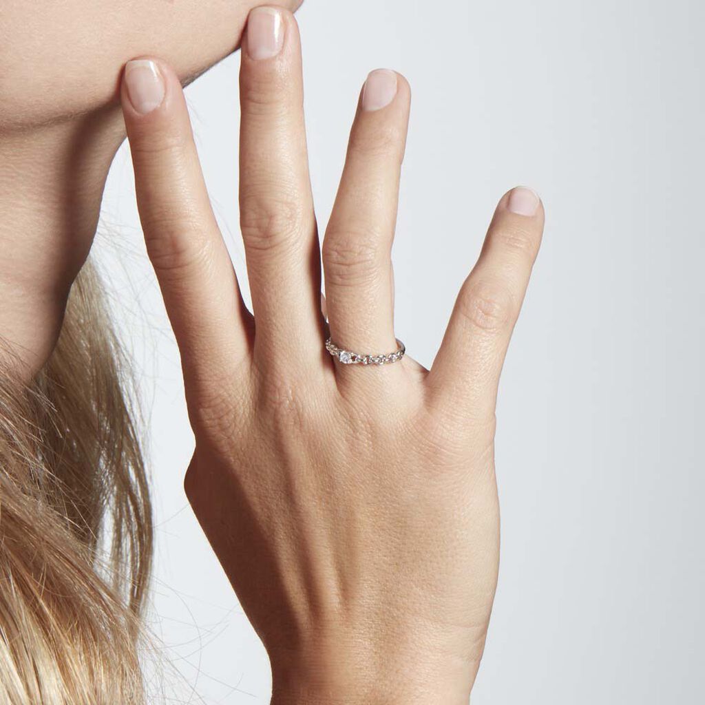 Bague Solitaire Moccus Argent Blanc Oxyde De Zirconium - Bagues solitaires Femme | Histoire d’Or