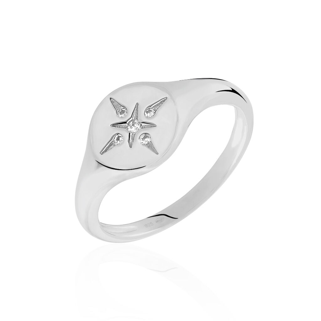 Bague Perona Argent Blanc Oxyde De Zirconium - Chevalières Femme | Histoire d’Or