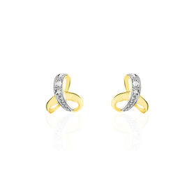Boucles D'oreilles Puces Volute Or Jaune Diamant - Clous d'oreilles Femme | Histoire d’Or