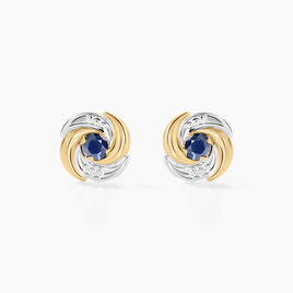 Boucles D'oreilles Puces Potentille Or Jaune Saphir - Clous d'oreilles Femme | Histoire d’Or