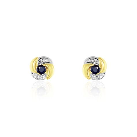 Boucles D'oreilles Puces Potentille Or Jaune Saphir - Clous d'oreilles Femme | Histoire d’Or