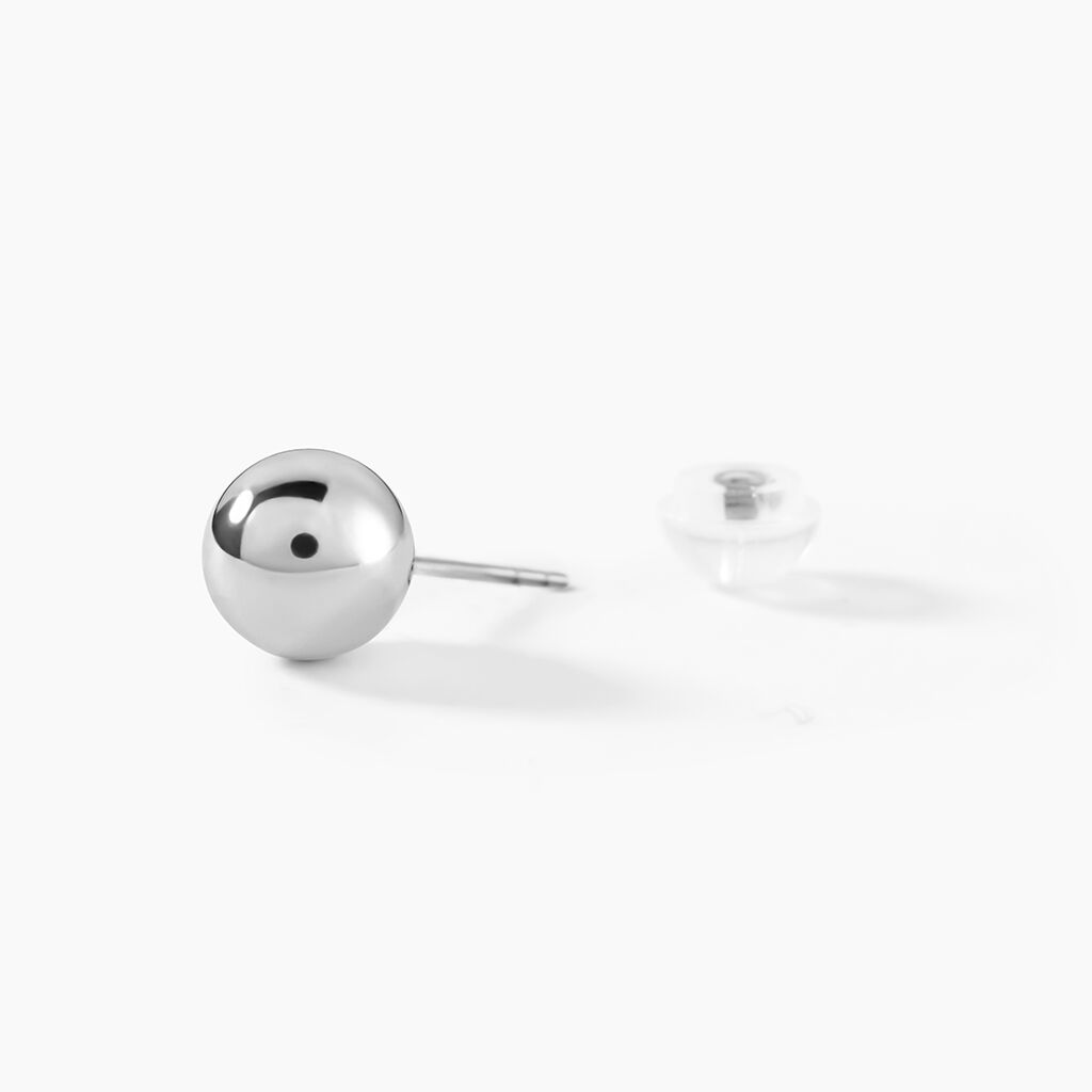 Boucles D'oreilles Puces Fidelia Boule Or Blanc - Clous d'oreilles Femme | Histoire d&rsquo;Or