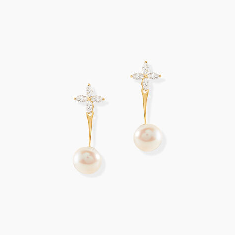 Bijoux D'oreilles Norah Or Jaune Perle De Culture Et Oxyde - Ear cuffs Femme | Histoire d’Or