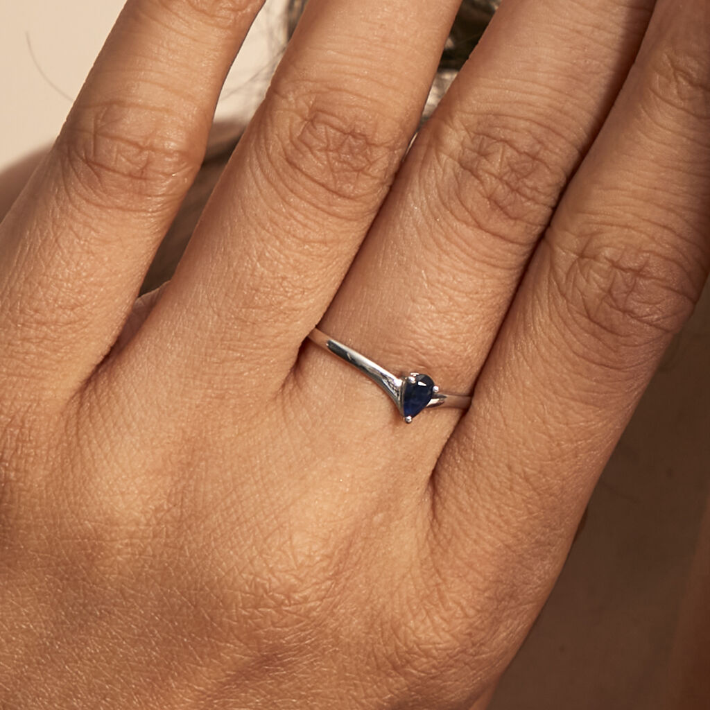 Bague Solitaire Goutte Or Blanc Saphir - Bagues solitaires Femme | Histoire d’Or