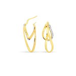 Cr&eacute;oles Luna Or Jaune Strass - Boucles d'oreilles cr&eacute;oles Femme | Histoire d&rsquo;Or