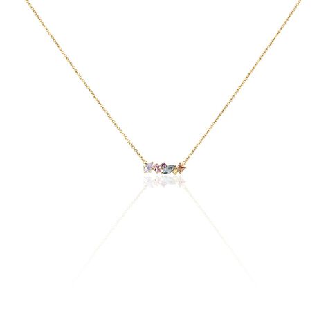 Collier Ikaia Plaqué Or Jaune Aqua Marine Synthétique Oxyde - Colliers Femme | Histoire d’Or