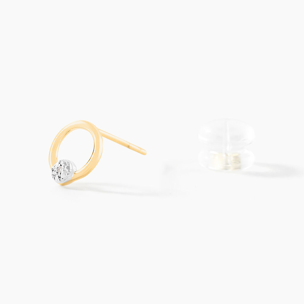 Boucles D'oreilles Puces Gisa Jaune Diamant Blanc - Clous d'oreilles Femme | Histoire d’Or