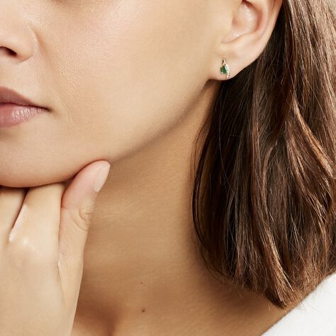 Bijoux D'oreilles Emotion Or Jaune Emeraude Diamant - Clous d'oreilles Femme | Histoire d’Or