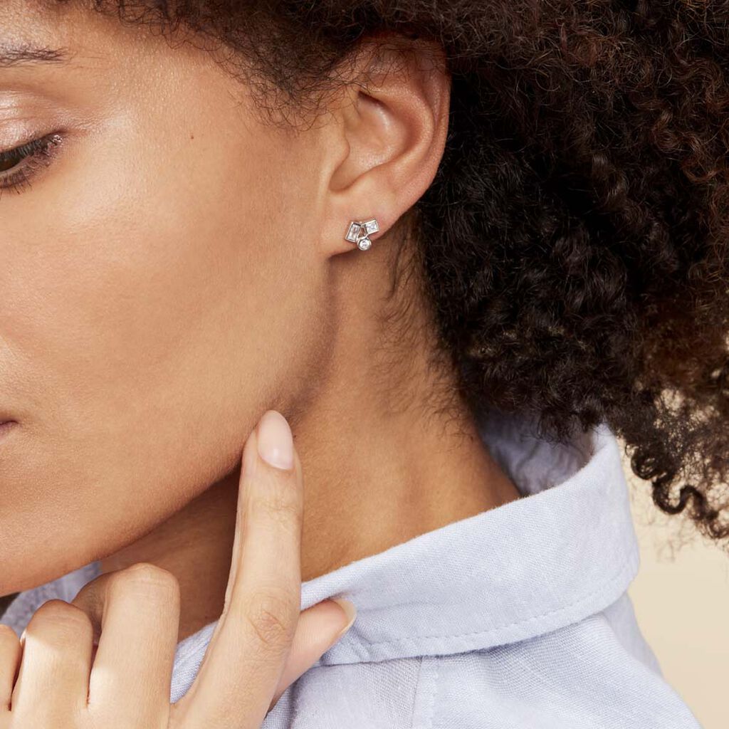Boucles D'oreilles Puces Argent Duredle Oxydes De Zirconium - Boucles d'oreilles fantaisie Femme | Histoire d’Or