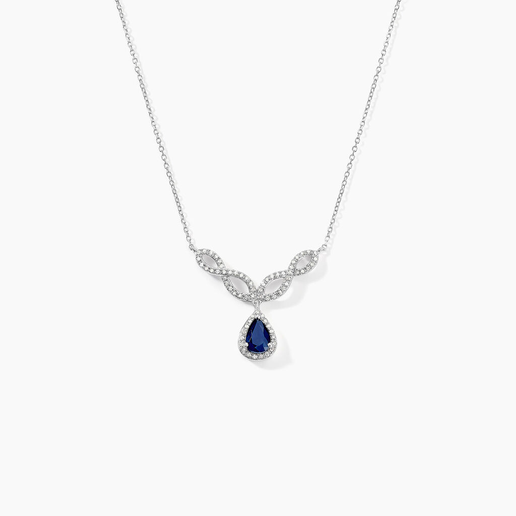 Collier Sissi Or Blanc Saphir Diamant