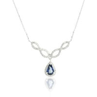Collier Sissi Or Blanc Saphir Diamant