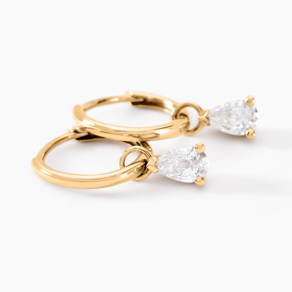 Cr&eacute;oles Kirstin Or Jaune Diamant Synth&eacute;tique - Boucles d'oreilles cr&eacute;oles Femme | Histoire d&rsquo;Or