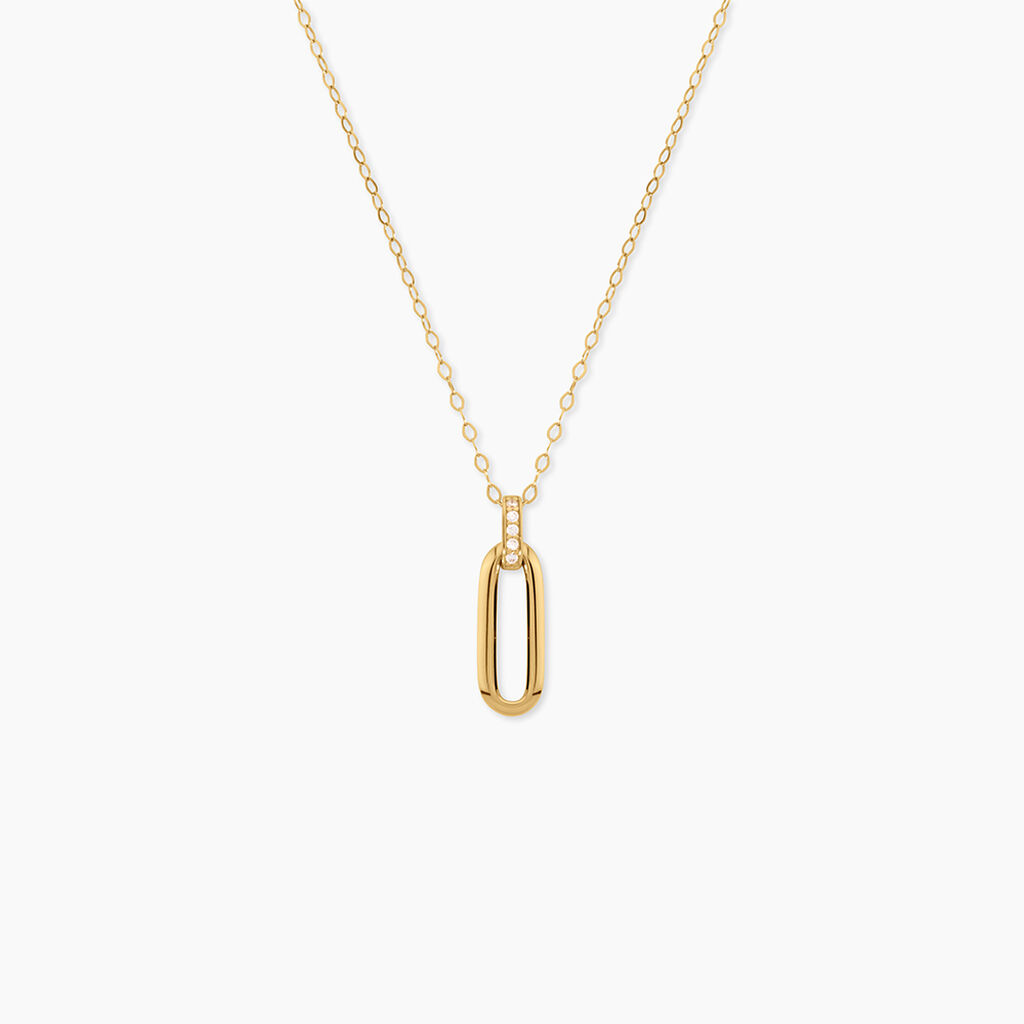 Collier Caty Argent Dor&eacute; A L'Or 750/1000 Oxyde De Zirconium - Colliers Femme | Histoire d&rsquo;Or