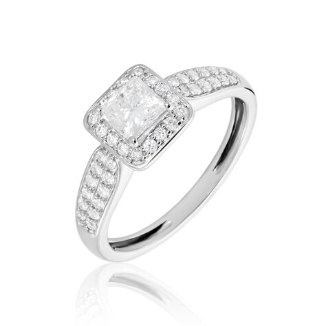 Solitaire Or Blanc  Princessa Diamant Synthetique - Bagues solitaires Femme | Histoire d’Or