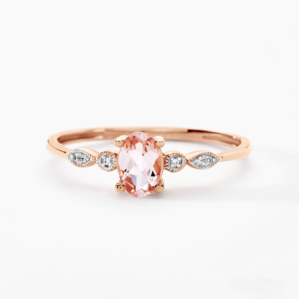 Bague Antonia Or Rose Morganite Et Oxyde De Zirconium - Bagues avec pierre Femme | Histoire d’Or