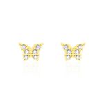 Boucles D'oreilles Puces Or Jaune Fragaria Oxydes - Clous d'oreilles Femme | Histoire d&rsquo;Or