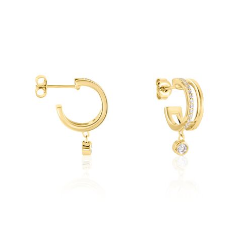 Créoles Plaqué Or Jaune Par Oxyde De Zirconium - Boucles d'oreilles créoles Femme | Histoire d’Or