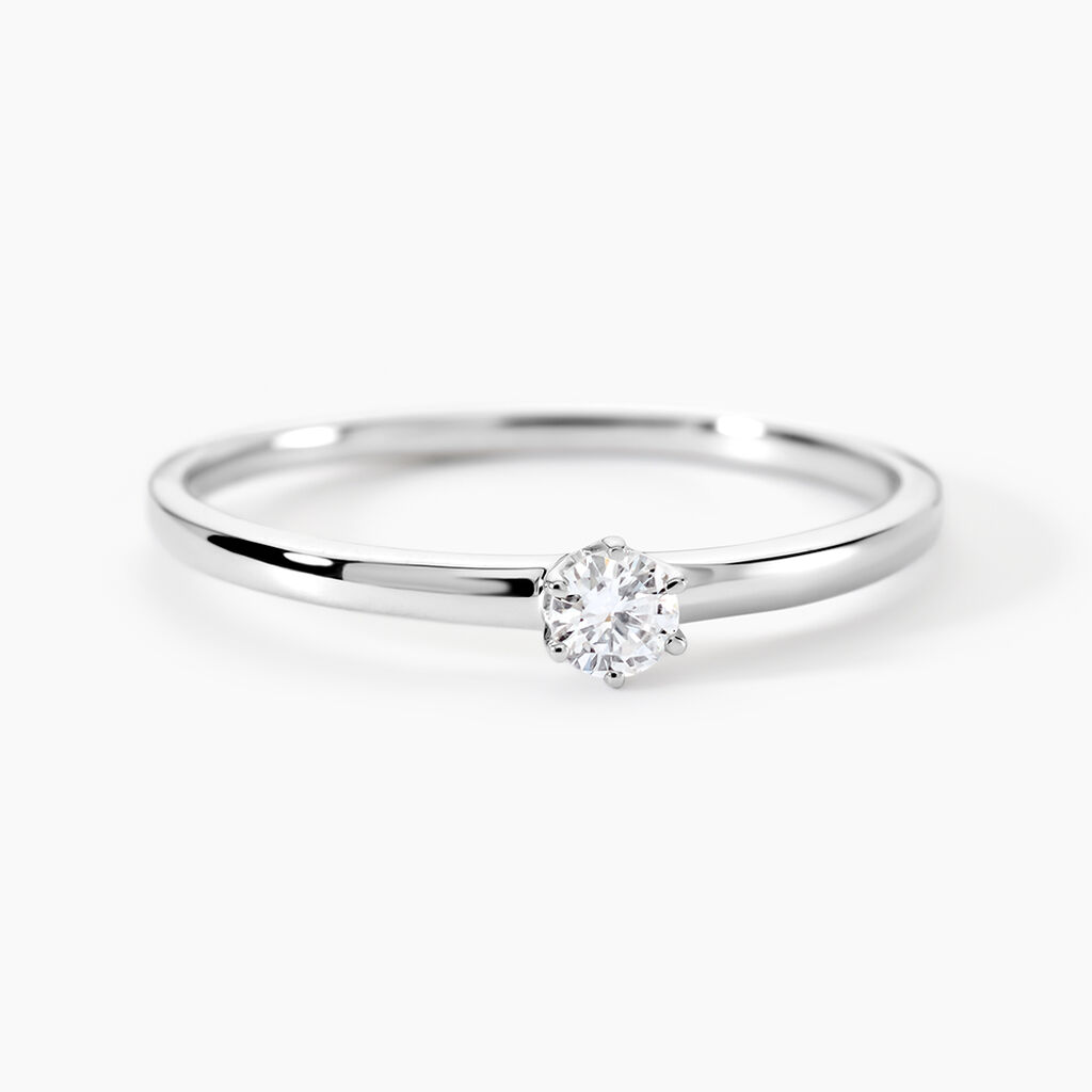 Solitaire  Natalia Platine Blanc Diamant - Bagues solitaires Femme | Histoire d&rsquo;Or