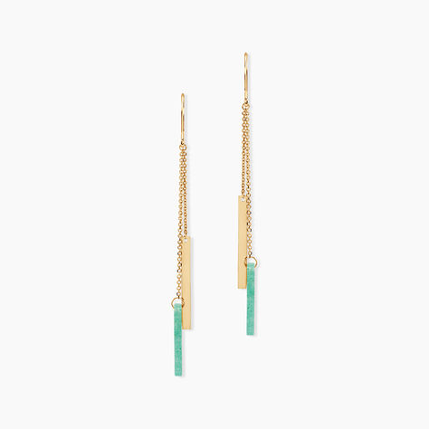 Boucles D'oreilles Pendantes Halcyone Or Jaune Aventurine - Boucles d'oreilles pendantes Femme | Histoire d’Or