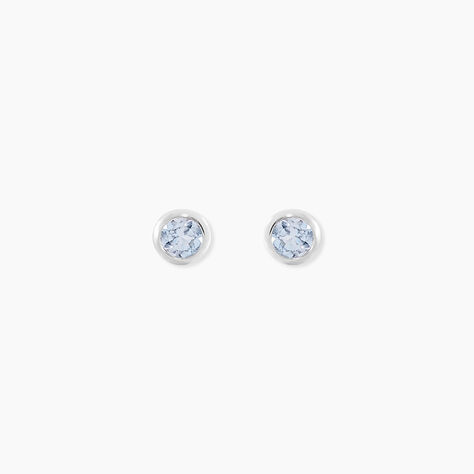 Boucles D'oreilles Puces Edy Serti Clos Or Blanc Topaze - Clous d'oreilles Femme | Histoire d&rsquo;Or