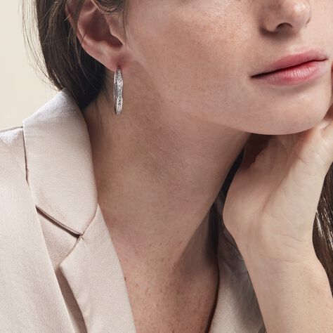 Créoles Django Argent Blanc Oxyde De Zirconium - Boucles d'oreilles créoles Femme | Histoire d’Or