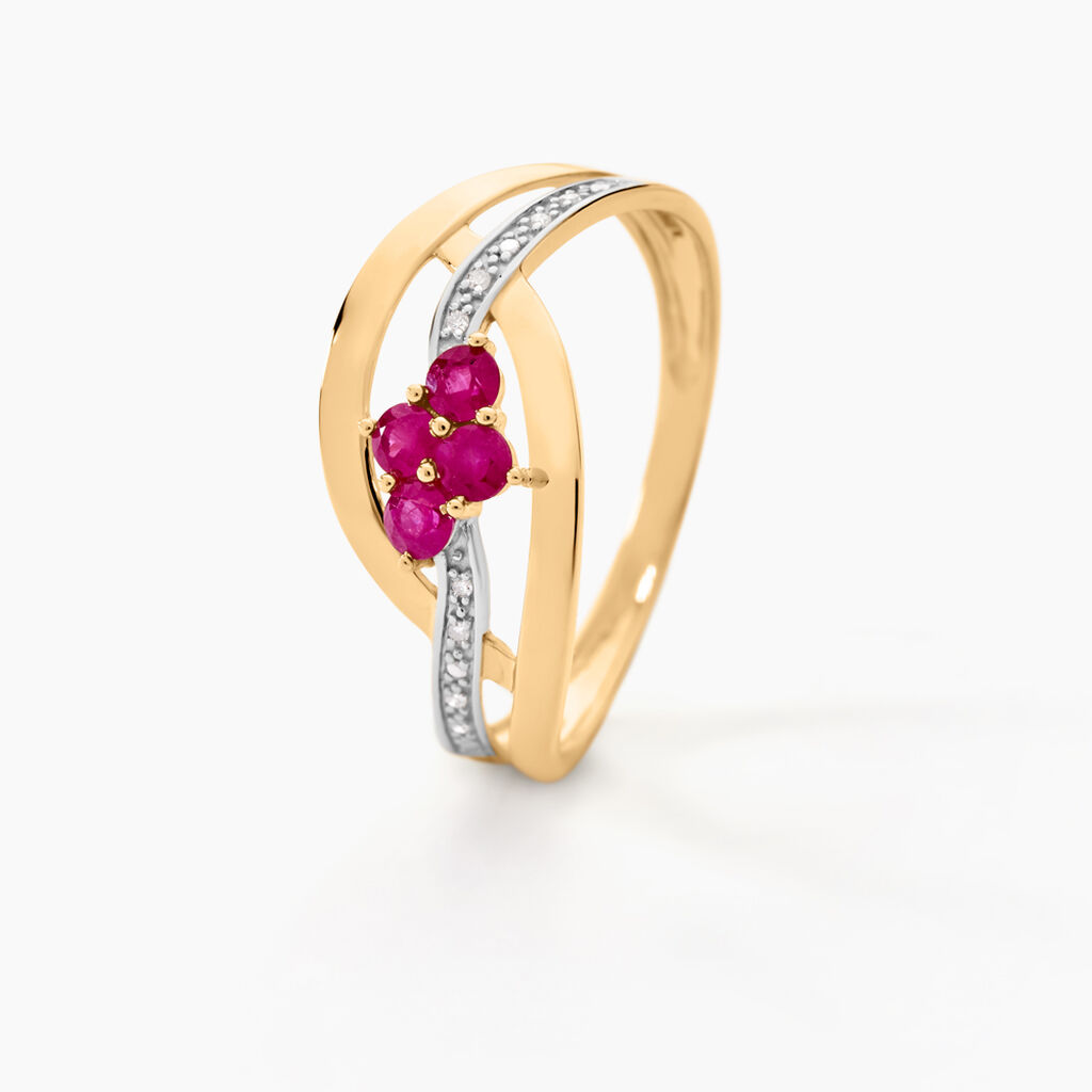Bague Hoela Or Jaune Diamant Et Rubis - Bagues avec pierre Femme | Histoire d’Or