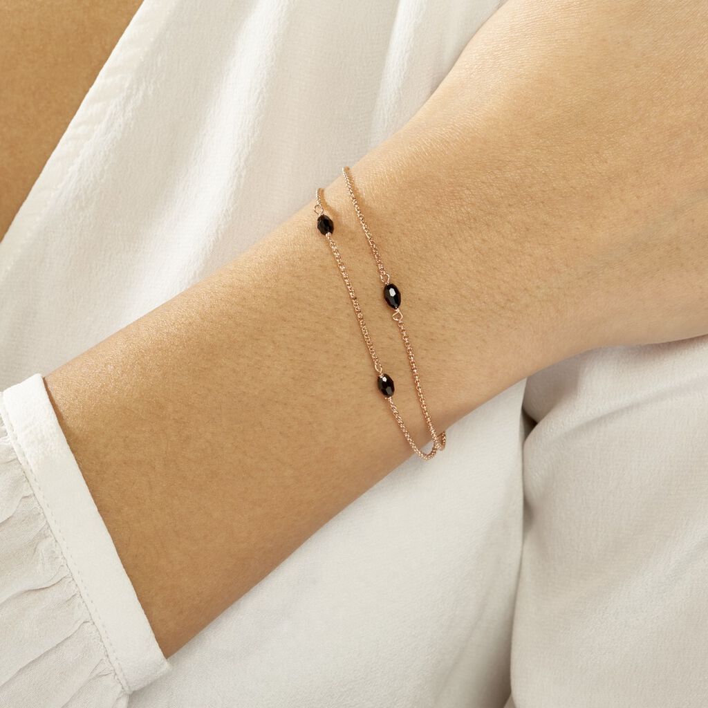 Bracelet Diamantine Argent Rose Pierre De Synthese - Bracelets Femme | Histoire d’Or